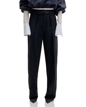DARKPARK Ronda Leather Belt Pleated Pants - Black