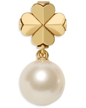 Kate Spade Spade Clover & Imitation Pearl Drop Earrings - Metallic