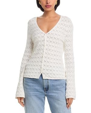 French Connection Mozart Heartleaf Crochet Knit Long Sleeve Flare Top - White