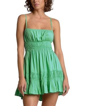 Elan Smocked Open Back Swim Cover Up Mini Dress - Green