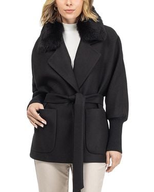 Gorski Fabric Jacket With Detachable Shearling Lamb Collar - Black