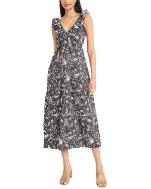 The Good Journey Ruffled Cotton Midi Dress - Multicolor