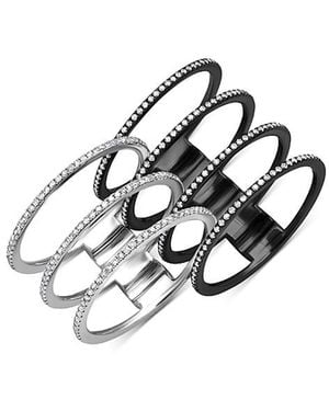 Graziela Gems 14K & Dark Rhodium Diamond Interlocking Statement Rings, Set Of 2 - White