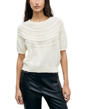 Gerard Darel Roberte Cotton Pointelle Sweater - White