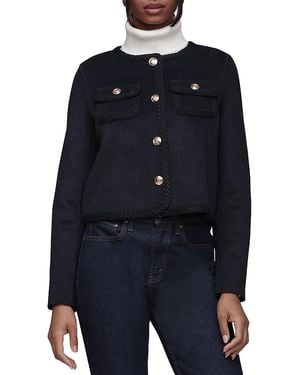 Bagatelle Cropped Jacket With Crochet Trim - Blue