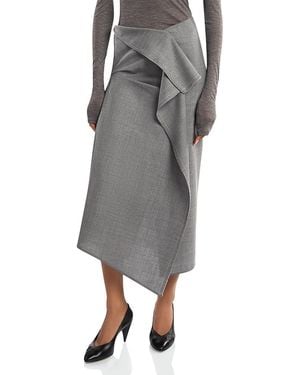 Victoria Beckham Draped Tailored Wool Skirt - Gray