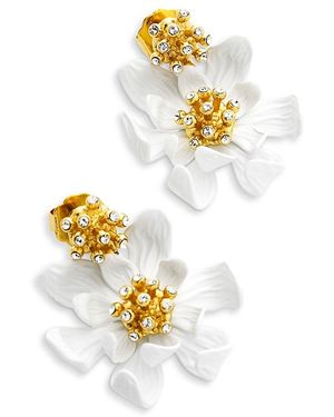 Ted Baker Fulva Furled Flower Enamel Drop Earrings - White