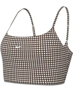 Nike Dri-Fit Padded Longline Gingham Bra - Black