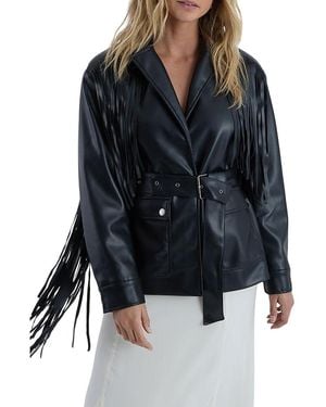 Nasty Gal Fringe Faux Leather Belted Jacket - Black