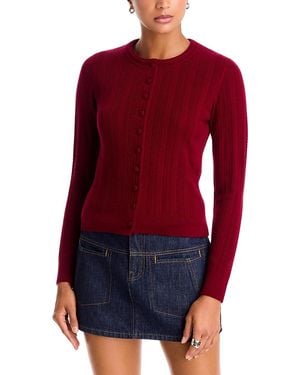 Rag & Bone Rhodes Wool Crewneck Cardigan Sweater - Red