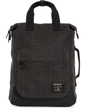 Barbour Field Tartan Waxed Cotton Backpack - Black