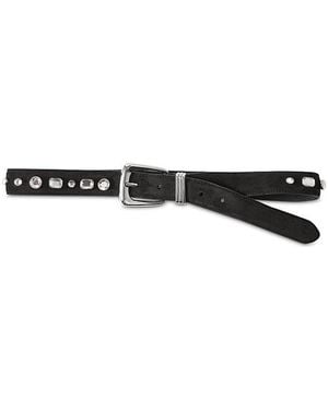 Veronica Beard Suede Crystal Arch Belt - White
