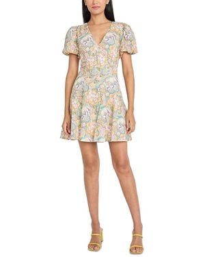 Donna Morgan Puff Sleeve V Neck Mini Dress - White