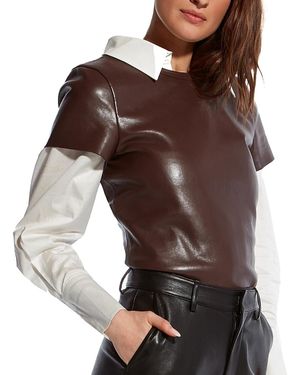 AS by DF New Guard Recycled Leather Tee - Brown