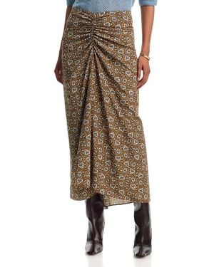 Veronica Beard Limani Ruched Midi Skirt - Natural