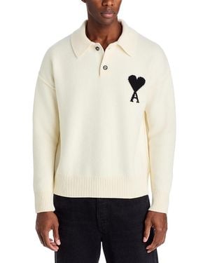 Ami Paris De Coeur Polo Sweater - White