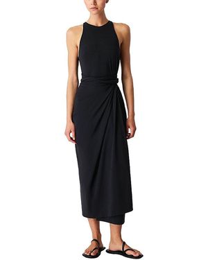 Another Tomorrow Sarong Tie Dress - Black