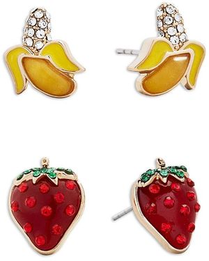 BaubleBar Fruit For Thought Pave Banana & Strawberry Stud Earrings - White