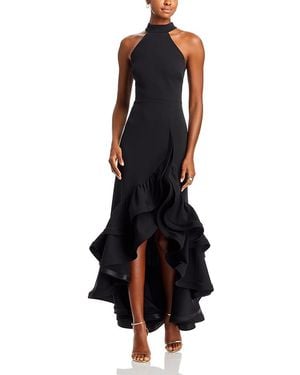 Aqua Racerback Ruffle Hem Gown - Black