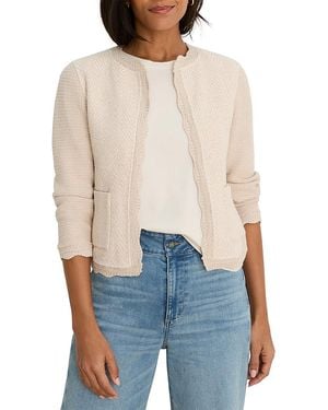 NIC+ZOE Scalloped Trim Weave Mix Knit Jacket - Blue