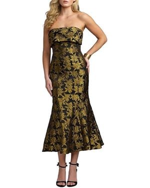 Mac Duggal Metallic Strapless Brocade Mermaid Midi Dress - Green