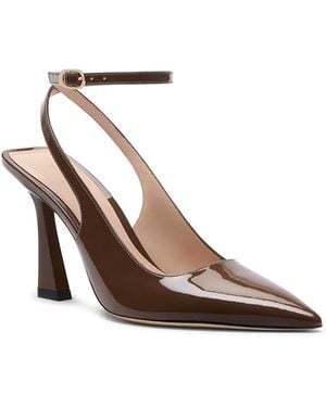 Stuart Weitzman Vinnie 85 Patent Leather Ankle Strap Pumps - Brown