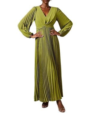 Coast Pleated Wrap Front Dress - Green
