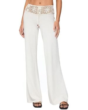 Edikted Kirsty Crochet Waist Knit Pants - White