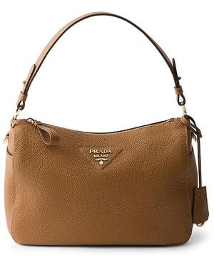 Prada Medium Leather Shoulder Bag - Brown