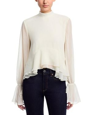 AREA STARS Ruffle Trim Top - White