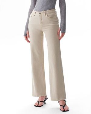Bayeas High Rise Wide Leg Denim Jeans Stretch Comfortable - Natural