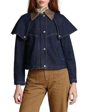 Avec Les Filles Cropped Cape Jacket - Blue