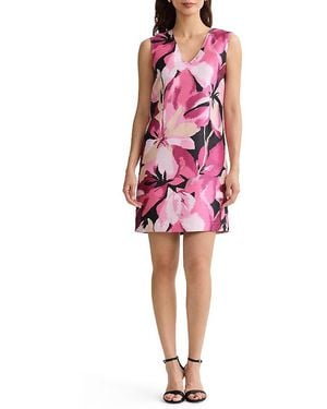 Ming Wang Shimmer Lined Woven Sheath Dress - Red