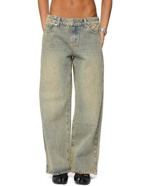 Edikted Petite Ace Relaxed Dark Rinse Wash Jeans - Green