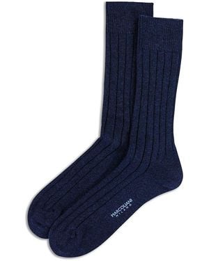 Marcoliani Cashmere Ribbed Dress Socks - Blue