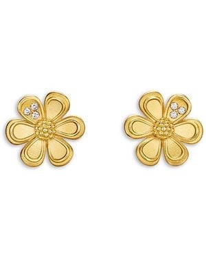 Temple St. Clair 18K Diamond Flower Stud Earrings - Metallic
