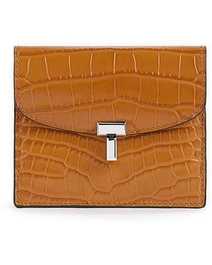TOTEME T-Lock Croco Embossed Leather Cardholder - Brown