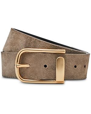 Reiss Iyla Half Keeper Suede Belt - Natural