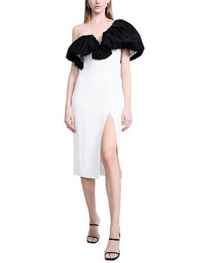 BCBGMAXAZRIA Puff Tea Length Dress - White