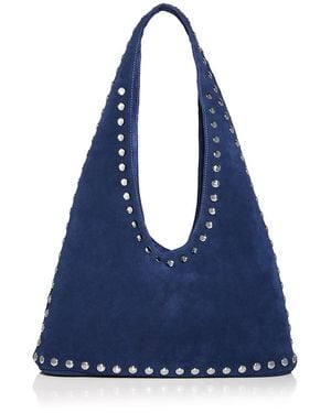 Aqua Studded Suede Hobo Bag - Blue