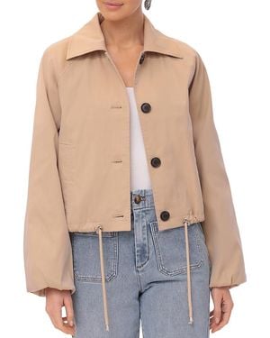 Bagatelle Button Front Cropped Trench Jacket - Blue
