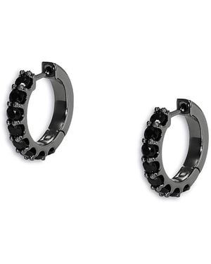 Nadri Cubic Zirconia Huggie Hoop Earrings - Black