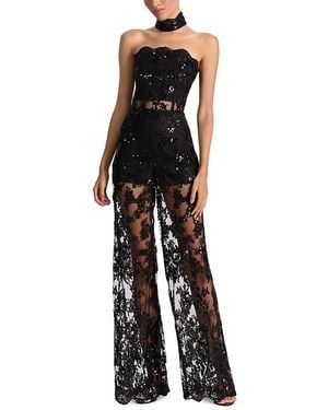 Alice + Olivia Georgie Embellished Lace Jumpsuit - Black
