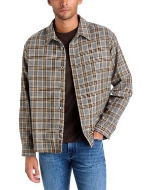 FRAME Plaid Zip Overshirt Jacket - Gray