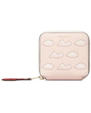 Tory Burch Leather Bi Fold Wallet - Natural