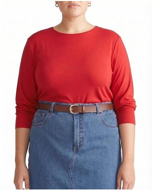 UNIVERSAL STANDARD Plus Joan Liquid Jersey Long Sleeve Top - Red