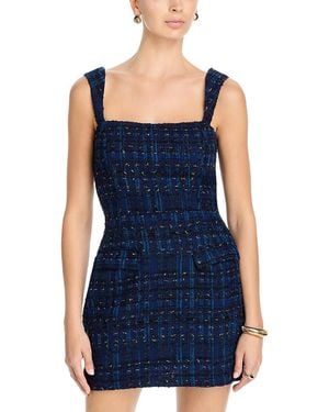 Aqua Metallic Tweed Mini Dress - Blue