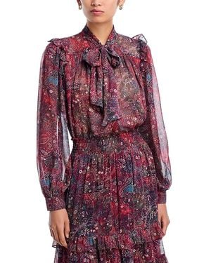 Aqua Paisley Boho Blouse - Red