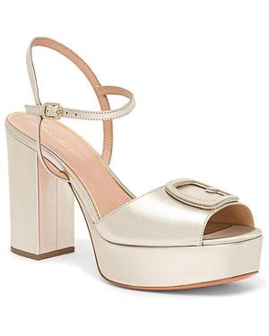Santoni Laminated Leather High-Heel Sandal - Metallic