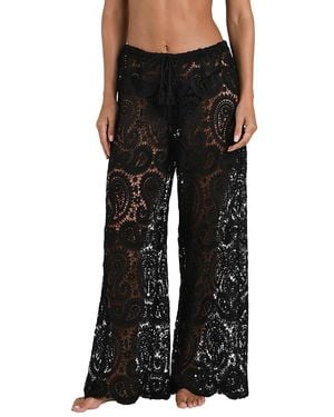L'Agence Geraldine Paisley Crochet Cover-Up Trousers - Black